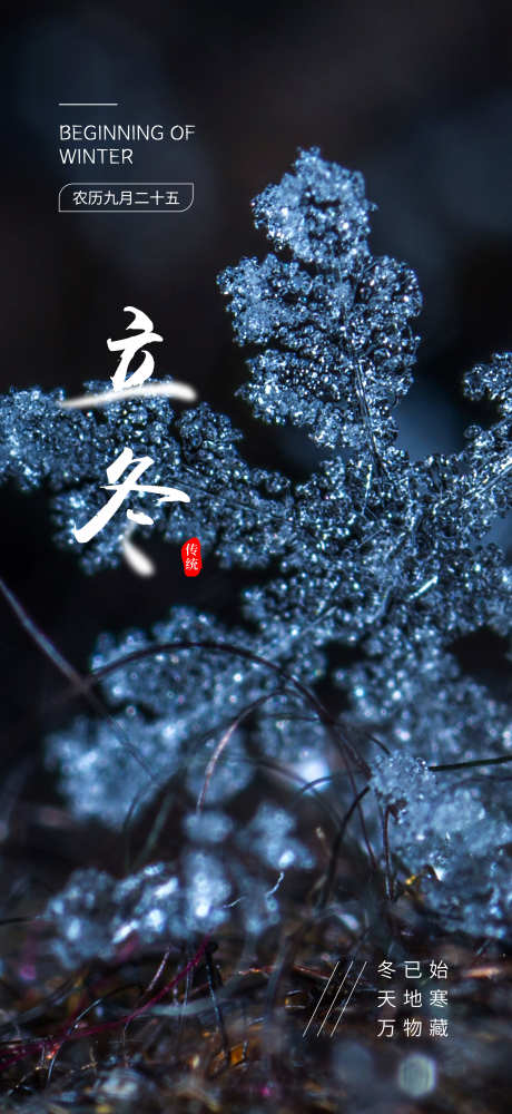 立冬传统节气海报_源文件下载_PSD格式_2162X4702像素-雪花,自然,海报,节气,寒冷,立冬,冬季-作品编号:2023102411308307-志设-zs9.com