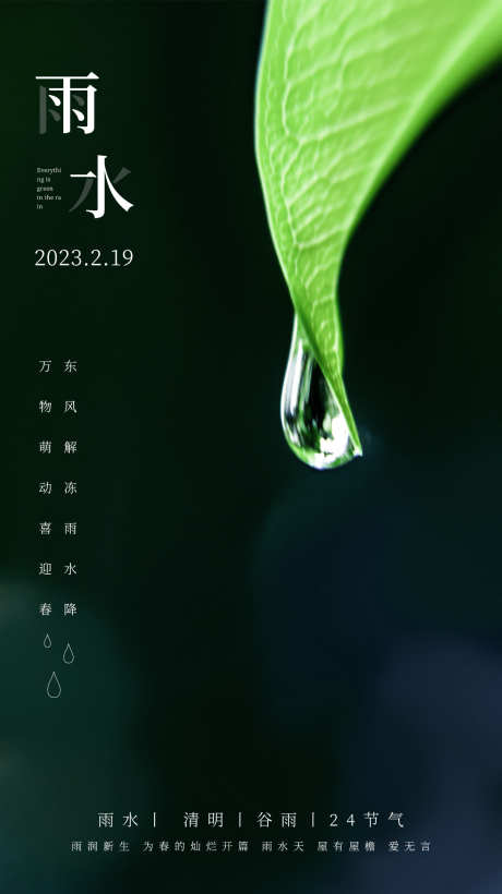 雨水白露竹叶蜻蜓节气海报_源文件下载_PSD格式_1236X2204像素-意境,简约,春天,蛛网,海报,水滴,雨水-作品编号:2024022009362916-志设-zs9.com