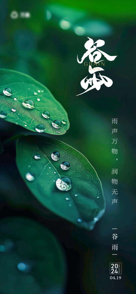 谷雨节气海报_源文件下载_AI格式_1407X3045像素-春天,意境,清新,简约,水滴,谷雨,地产,海报,节气-作品编号:2024041410426372-志设-zs9.com