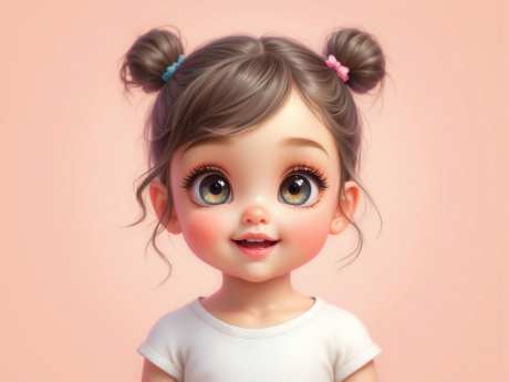 卡通3d女孩_AI图片下载_euler采样_1280X960像素-短发,白T,儿童-作品编号:2025052414192796-志设-zs9.com