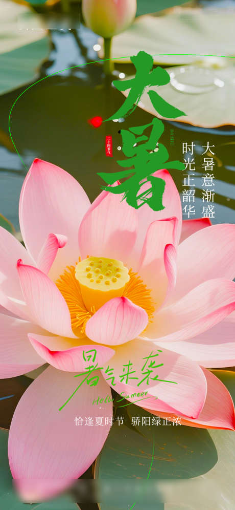 大暑节气海报_源文件下载_PSD格式_1080X2338像素-荷花,节气,大暑-作品编号:2025070817224787-志‘设˯网