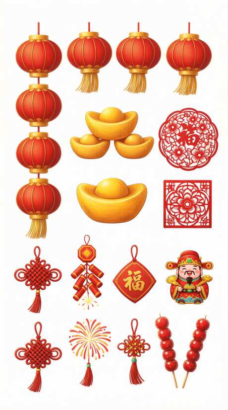 卡通3D艺术风格新年元素组合_AI图片下载_采样_2284X4094像素-卡通,3d,艺术风格-作品编号:2026012113204676-志·设.网